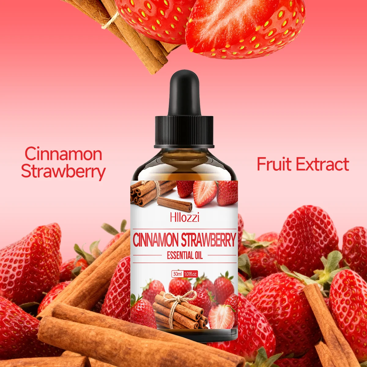 Cinnamon Strawberry essential oil, a combination of woody notes and fruit, is suitable for body massage and diffuser use.