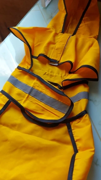 Customer review photo for Waterproof Dog Raincoat — Adjustable, Windproof & Hooded