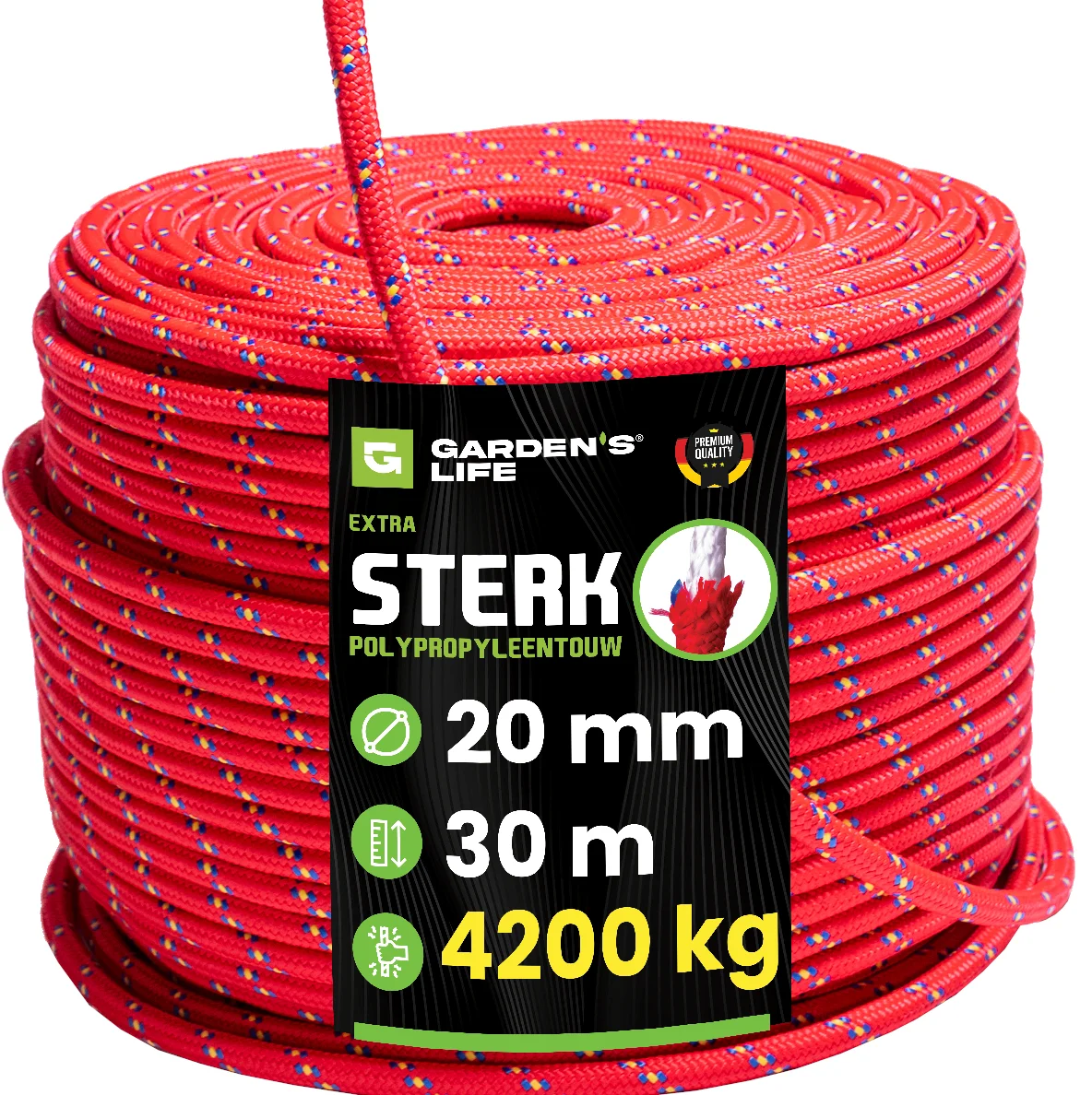Polypropyleen touw 20 mm 10 - 100 m | Breeksterkte 4500 kg | Sterk gevlochten Premium PP touw | Voor camping, tuin, doe-het-zelf, boot, bouw, outdoor, bevestiging en algemeen gebruik