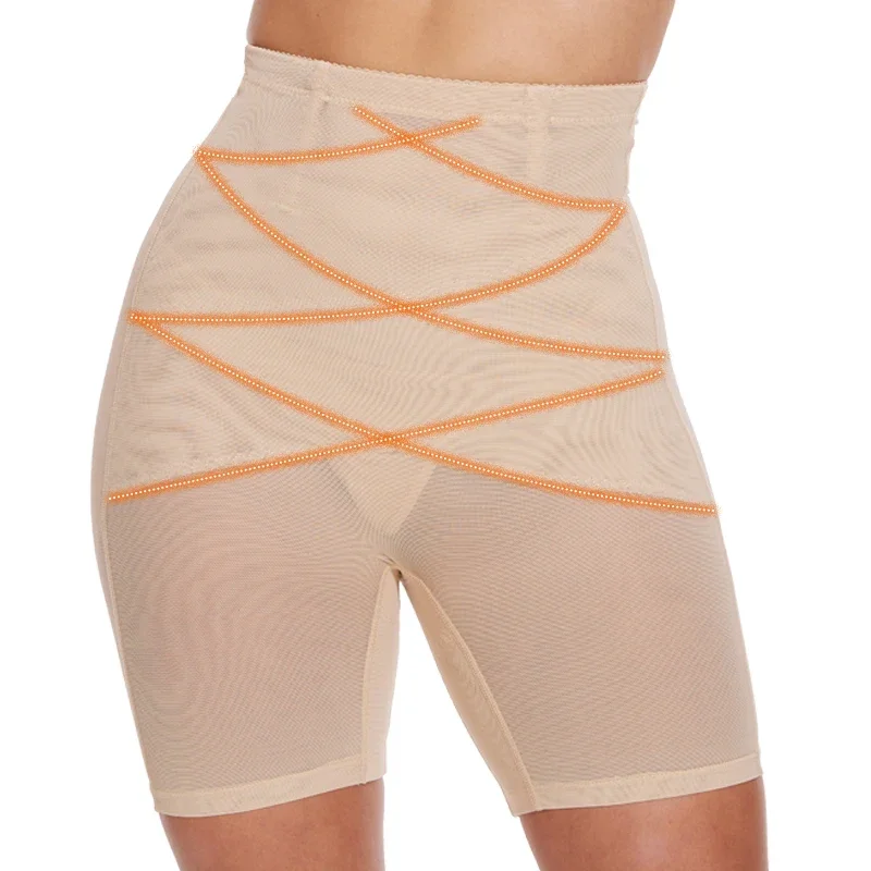 Majtki wyszczuplające brzuch bielizna modelująca kobiety Butt Lifter urządzenie do modelowania sylwetki spodenki z wysokim stanem wyszczuplający talia trener siateczkowa bielizna udo szczupła — zdjęcie 2