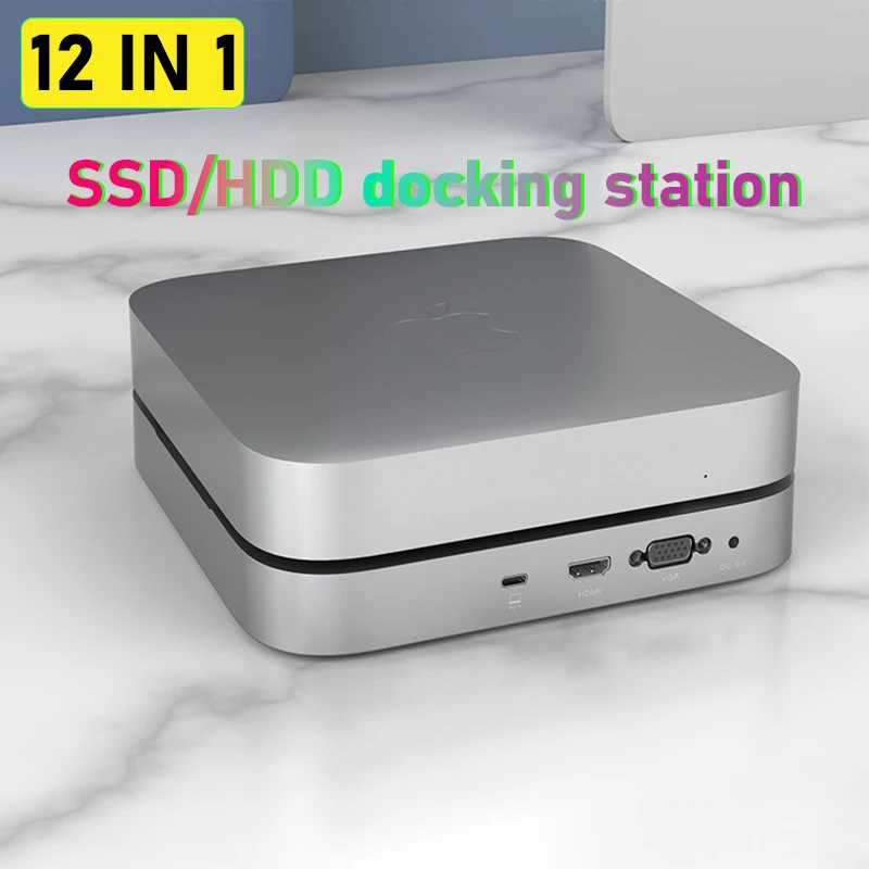 

12 в 1 концентратор SSD usb c док-станция HD vga жесткий диск док-станция с коробкой для жесткого диска аксессуары для ноутбуков для Apple Mac mini MacBook Pro/Air