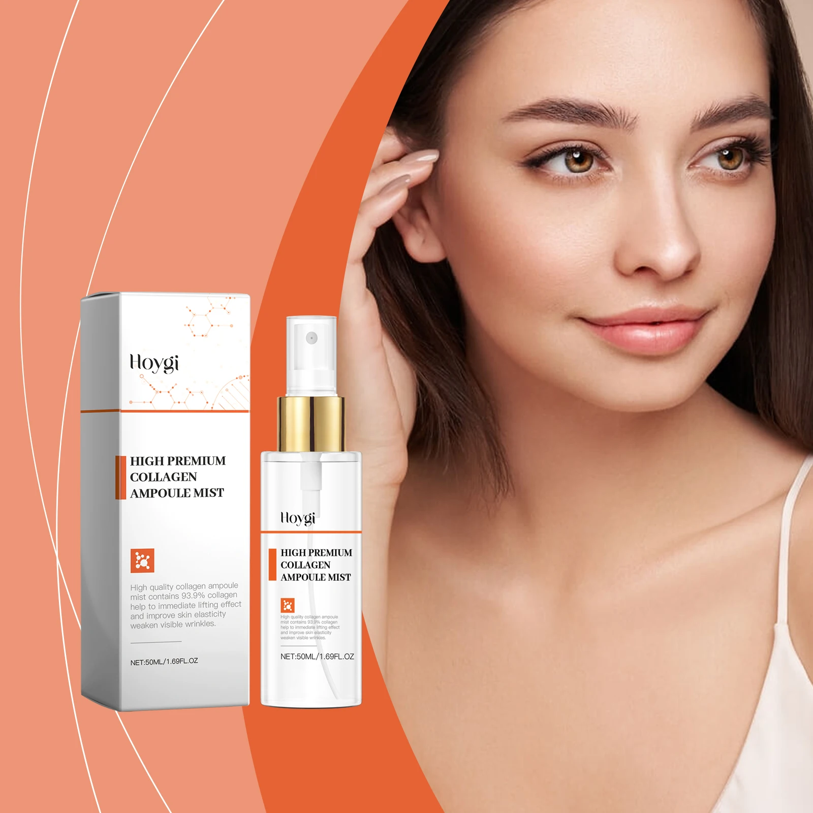 

50ml Hoygi Collagen Ampoule Spray Revitalize Facial Skin Glossy Sensation Sooth Repair Damage Skin Moisturize Relax One Leaf