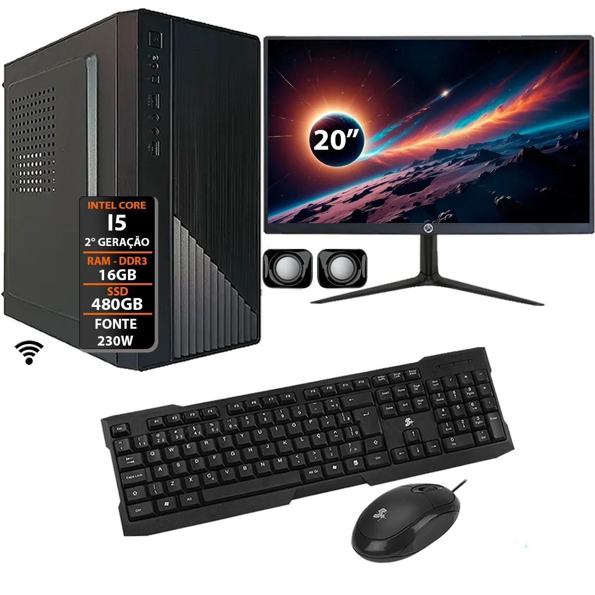 Computador Completo Processador I5 2400 - 16GB RAM DDR3 - SSD 480GB Monitor 20