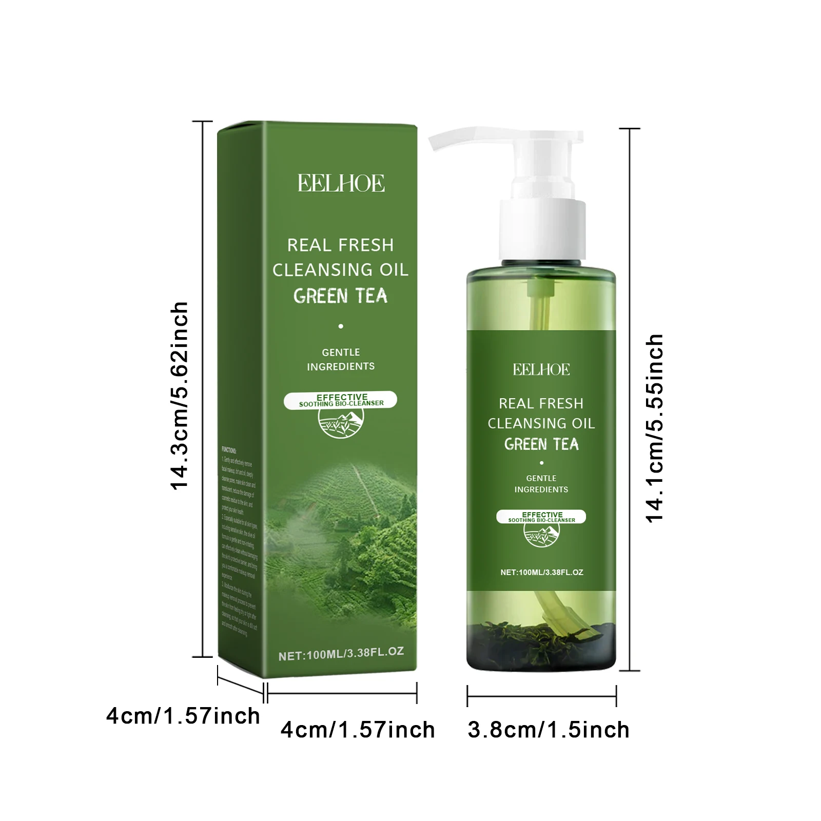 Eelhoe 100ml グリーンティーメイク落としオイル（洗顔料）保湿、洗顔、黒ずみ除去、毛穴引き締め、肌を落ち着かせるオイル