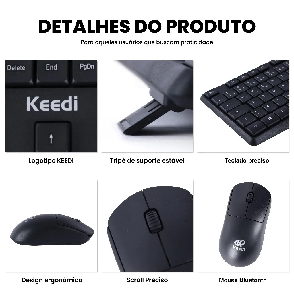 2.4 جيجا هرتز ABNT2 طقم لوحة مفاتيح وماوس لاسلكي USB يصل إلى 10 متر مريح للكمبيوتر المحمول ويندوز ماك الراحة والتنقل