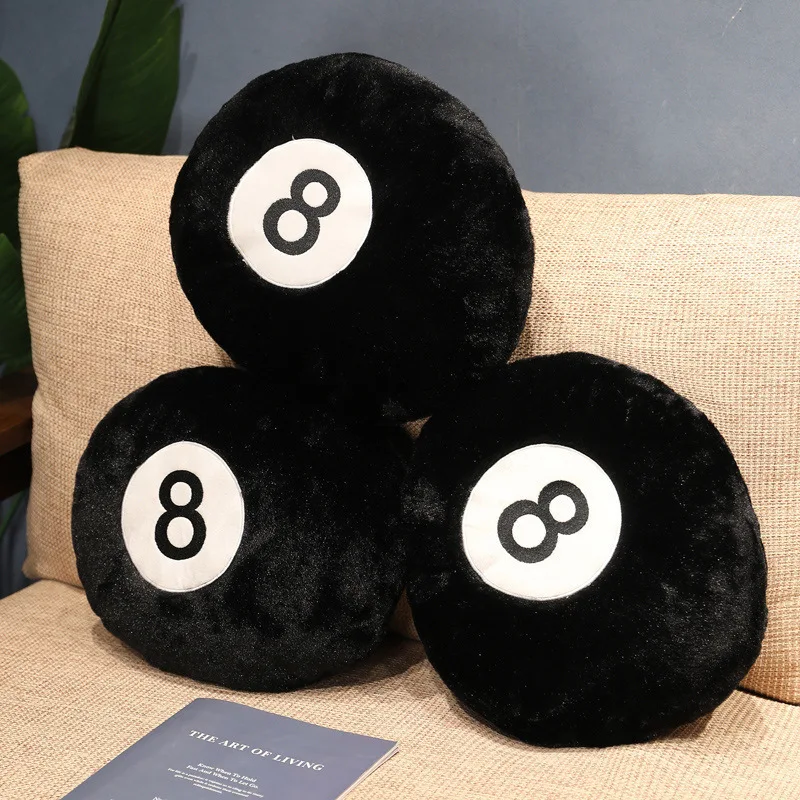 35cm Billiards 8 Ball Throw Pillow Black 8 Balls Plush Stuffed Sports Throw Pillows Cushion Sofa Cushion For Bedroom Living Room