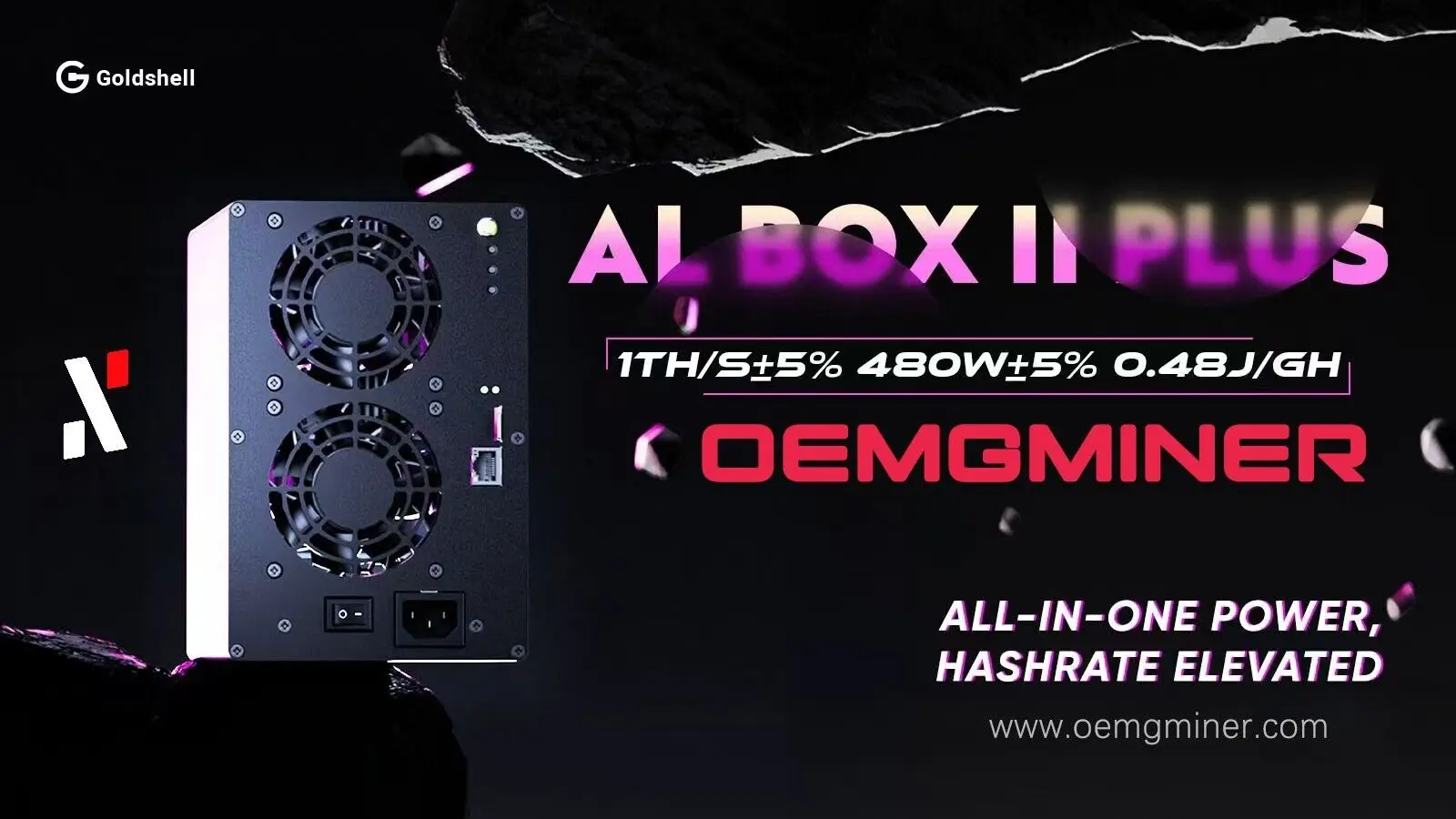 

WA BUY 2 GET 1 FREE New Goldshell AL BOX 2 ⅡPlus 1TH/S 480W ALPH Miner Blake3 Alephium with PSU