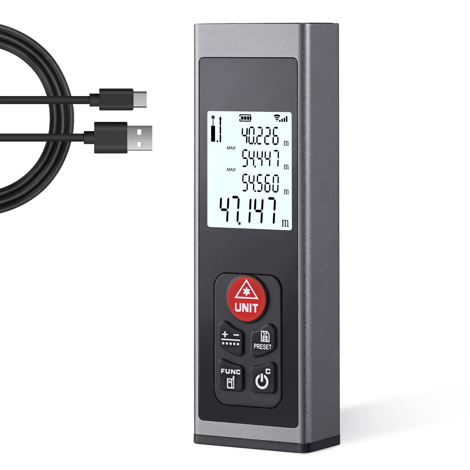 HYCHIKA 60M Mini Laser Distance Meter with LCD Backlight Portable Laser Rangefinder for Measuring Length and Area Tools