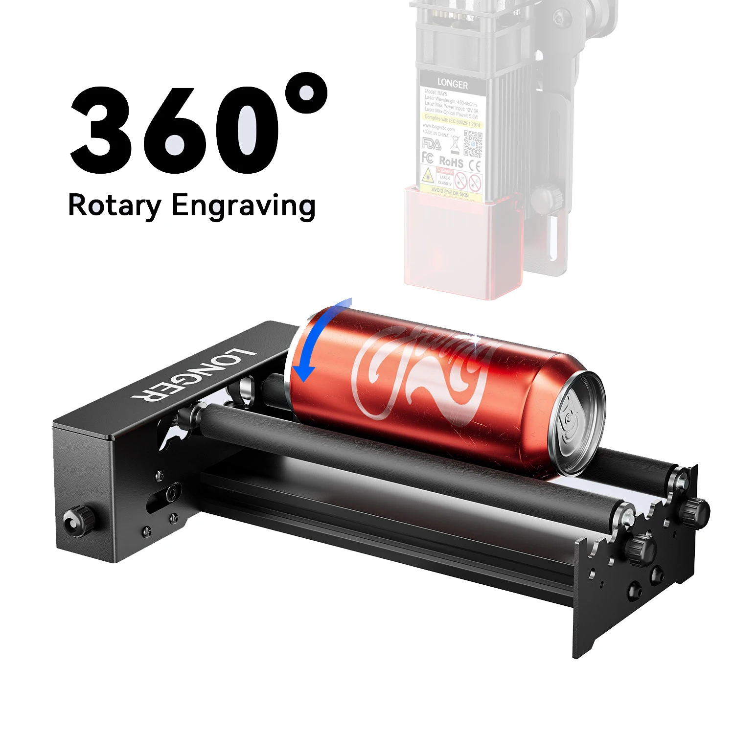 360 ° Rouleau rotatif automatique pour Machine à graver au Laser, pièces de graveur, accessoires, lunettes cylindriques, canettes, tasses, bouteilles, KIT d'outils