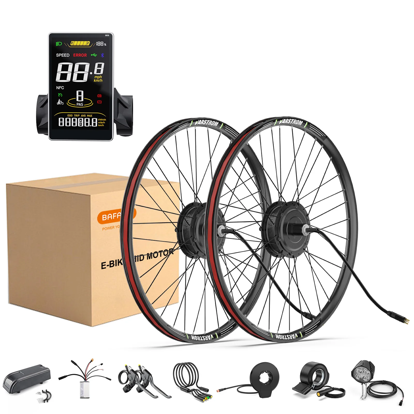 Zestaw silnika do piasty tylnego koła BAFANG, moc 250W, 500W, 750W, 1000W.