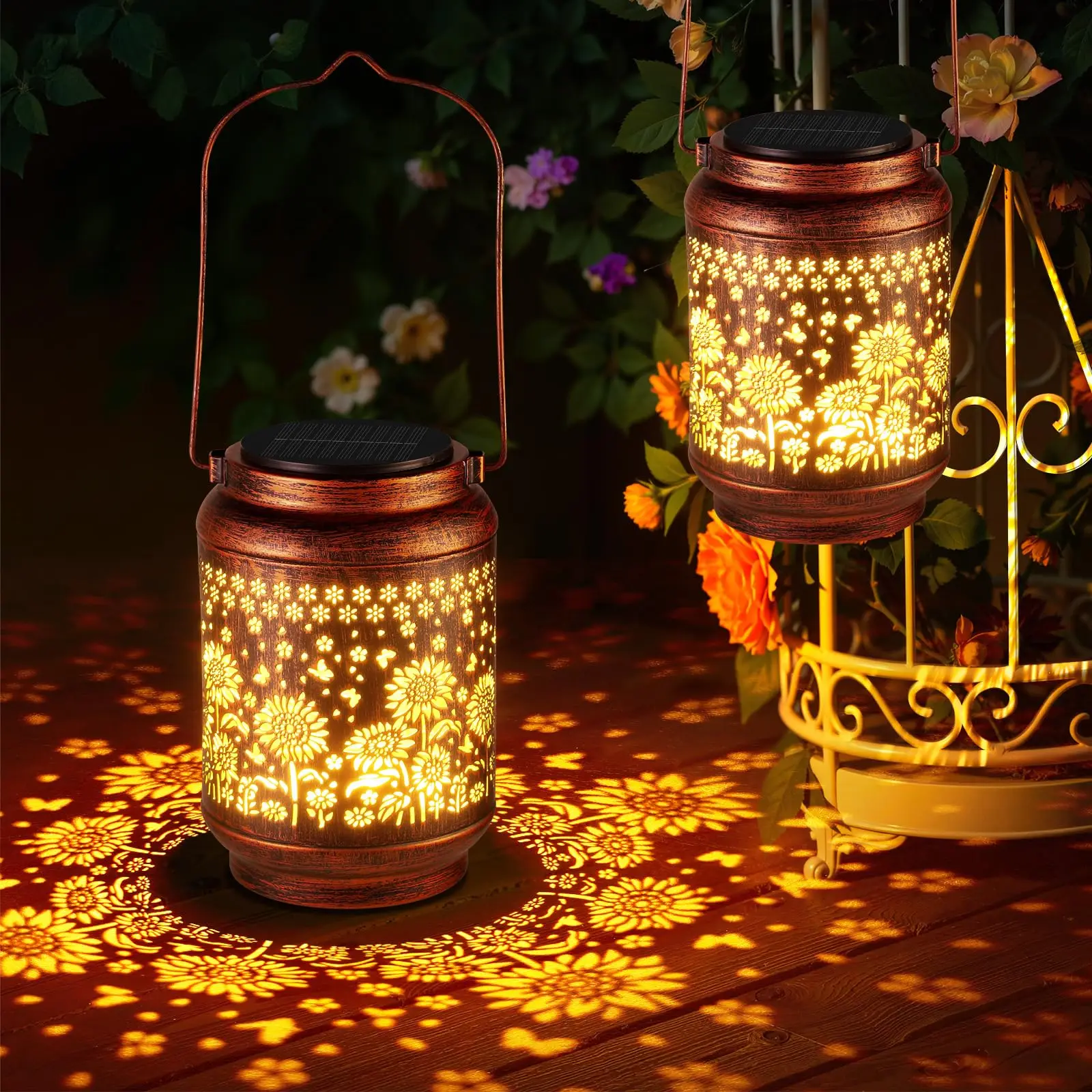 Wasserdichte Solar-Laternen für den Außenbereich, Schmetterling-Gartendekoration, als Geburtstagsgeschenk für Frauen, Mutter und Oma, metallene hängende Solarleuchte