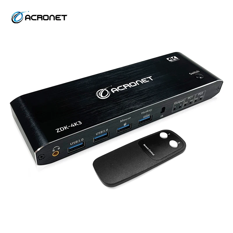 ACRONET 2:1 4K HDMI2.0 Dual Monitor KVM Switch, ZDK-4K3