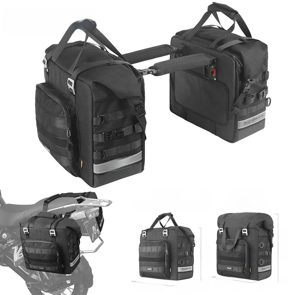 AliExpress UK Rhinowalk 2Pcs Motorcycle Side Pannier Bag 25L 3D Cube Anti-Fall Quick Release Motorbike Saddle Box