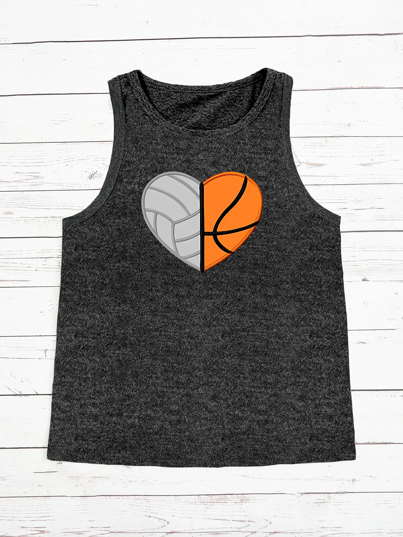 Basketball Heart  Basketball Mom Shirt Sports Shirt Fashion Funny Sports Women's Tank Top Loose O Neck Sleeveless Casual Tank