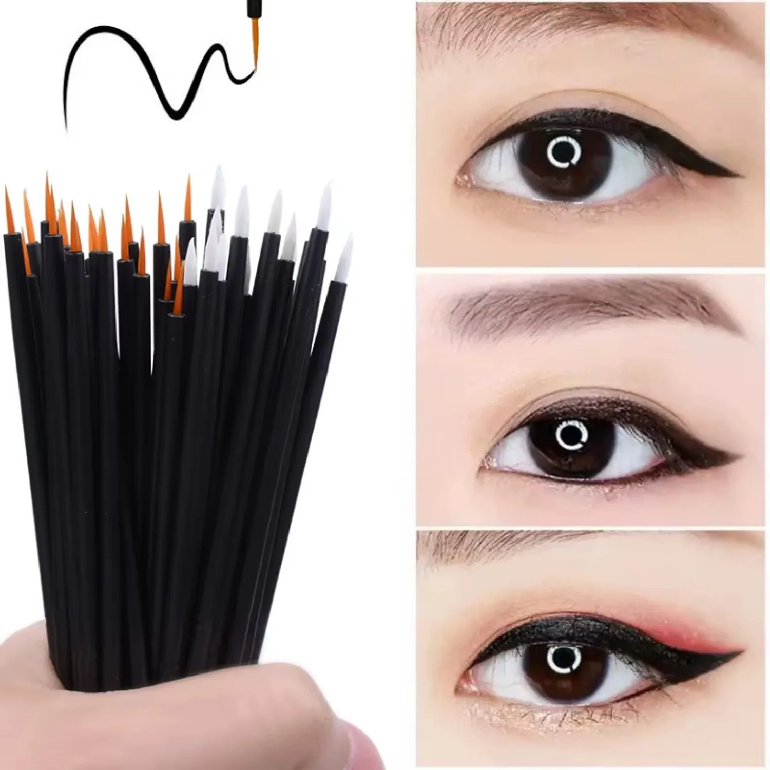 50pcs/lot Reusable Gel Liner Nail Art Brushes Painting Pen Disposable  Eyeliner Beauty Eyeline Makup Tools image 3