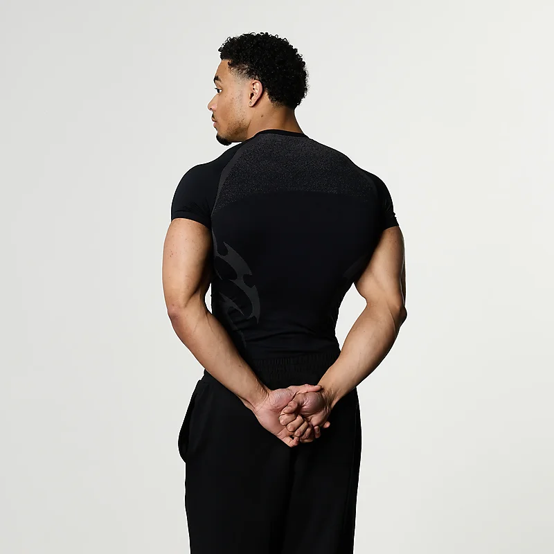Herren Flammen-Farbverlauf Kompressions-Gym-T-Shirt Schnelltrocknend Atmungsaktiv Hochelastisch Slim Fit Athletisches Lauf- und Trainings-Sportshirt – Detail 14