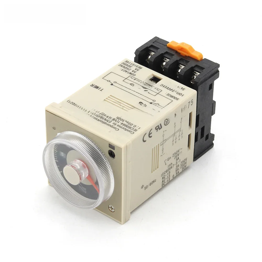 AliExpress CKCTINNER 24-220VAC/DC H3CR-A8 time relay 1.2s to 300h 50/60Hz 8PIN with base Power on and off cycle delay time relay