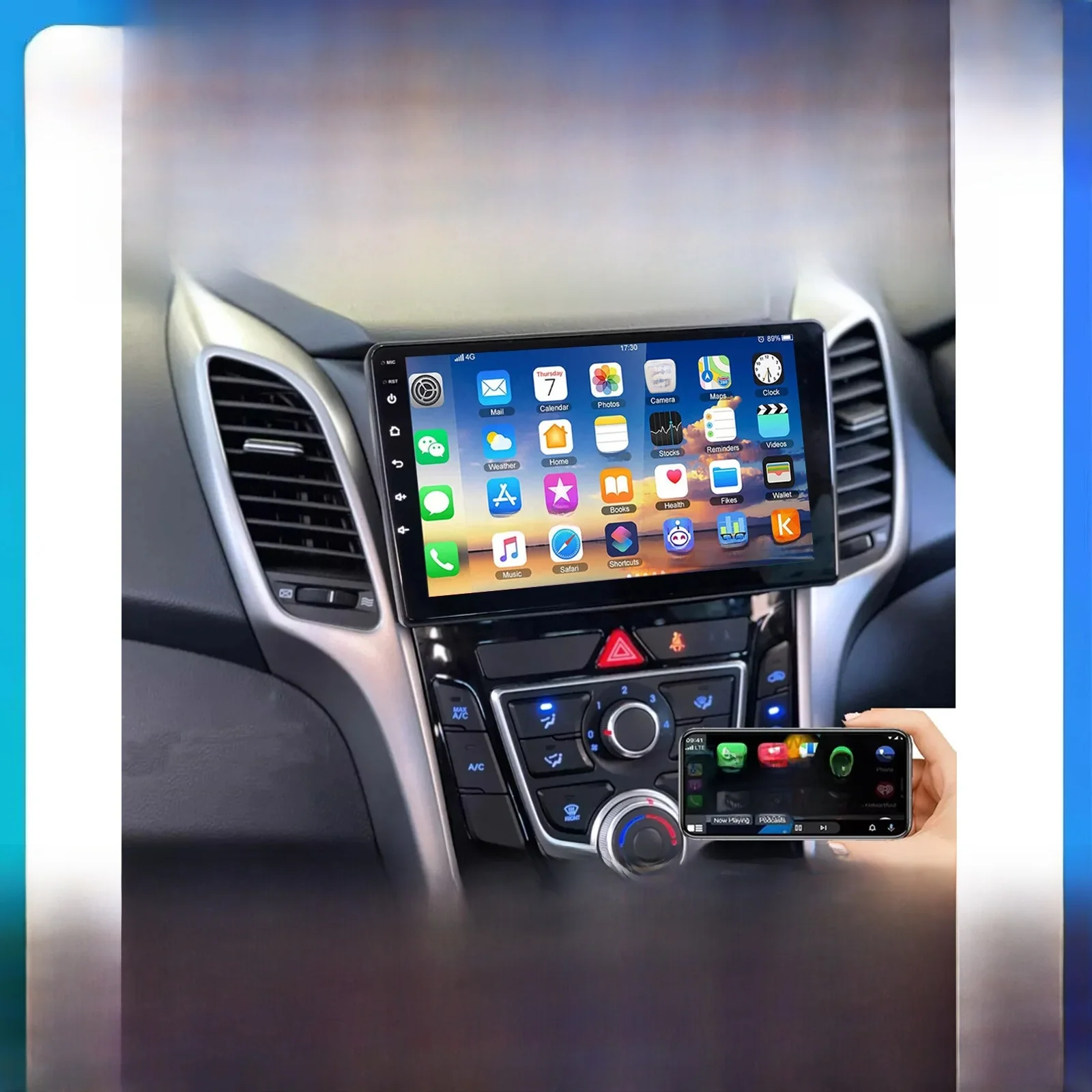 ESSGOO 9" Touchscreen 2DIN Display Android 14 Voor Hyundai i30 2012-2016 Draadloze CarPlay Android Auto Autoradio GPS Navigatie FM BT RDS Mirror Link Multimedia Speler - afbeelding 2