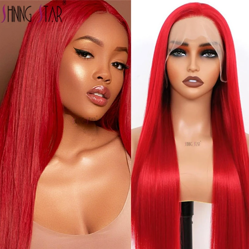 

Red Straight Lace Front Human Hair Wigs 13x6 13x4 Red 99J Colored HD Transparent Lace Frontal Wigs Remy Human Hair For Women