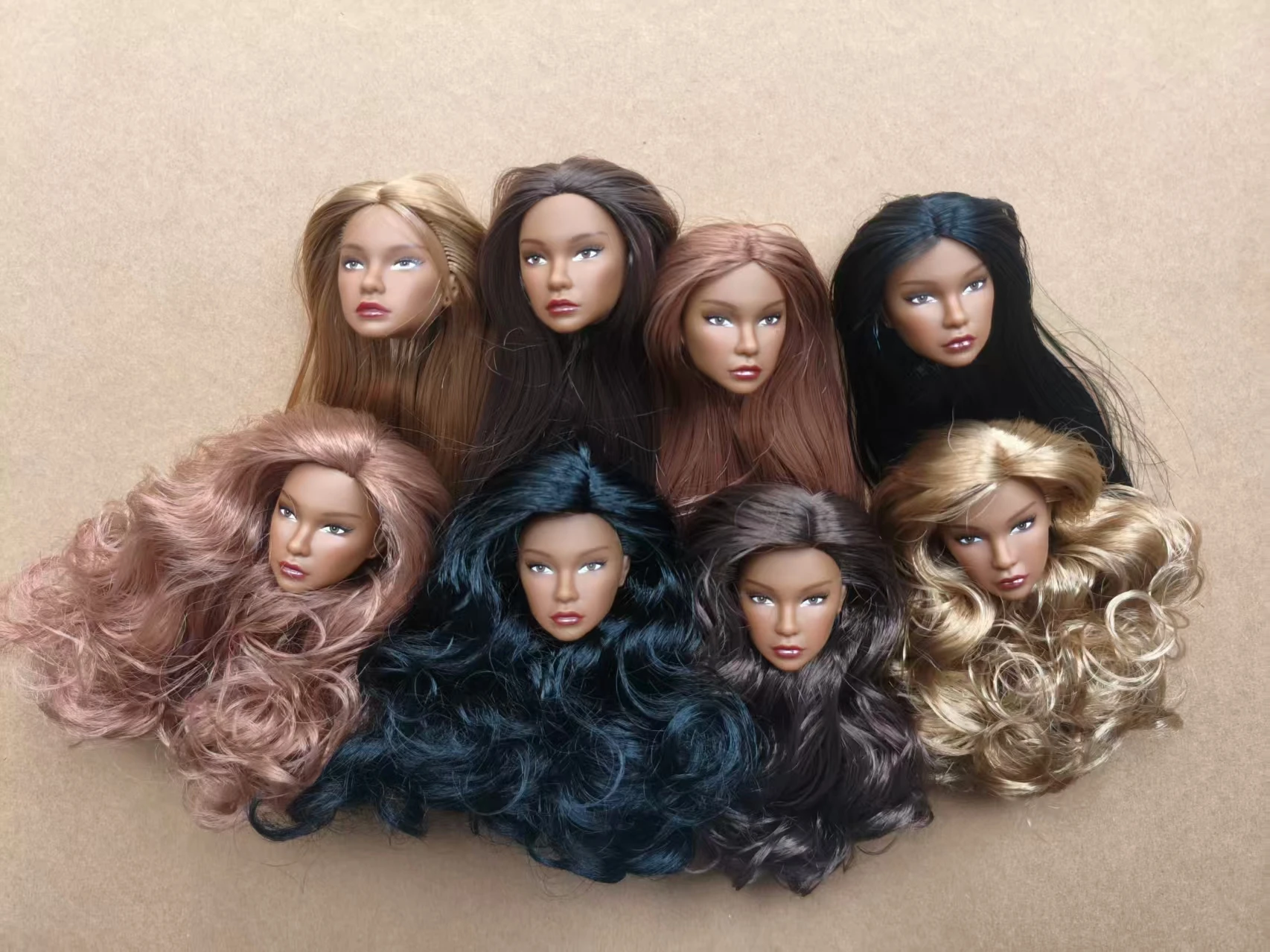 1/6 Scale Round-Faced Supermodel Doll Head with Makeup Accessory Multiple Hairstyles And Styles Available for Collectible Dolls