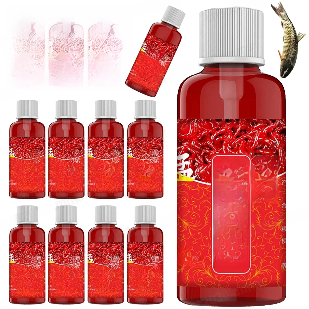 60ML liquide sang ver parfum poisson atrayant concentré rouge ver liquide poisson appât additif perche poisson-chat accessoires de pêche