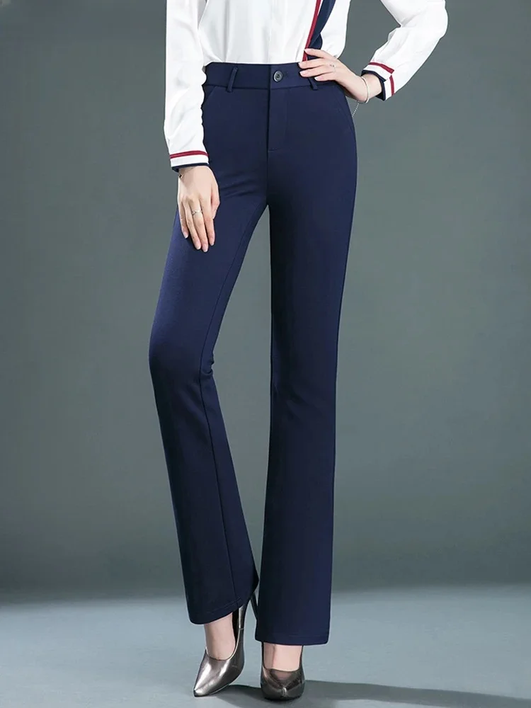Kombinezony biurowe spodnie z wysokim stanem Slim Casual olstrecth Pantalones kobiety nowe eleganckie proste kalki klasyczne formalne spodnie — zdjęcie 2