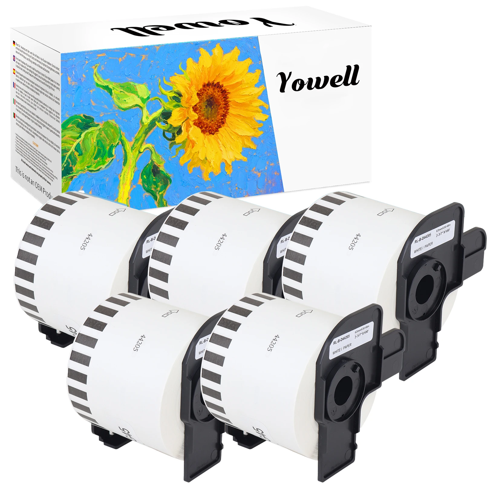 Yowell 5 X DK-44205 (62mmx30,48m) Kompatible Etiketten Kompatibel mit Brother QL-500, QL-500A, QL-500BS, QL-500BW, QL-550 – Detail 1