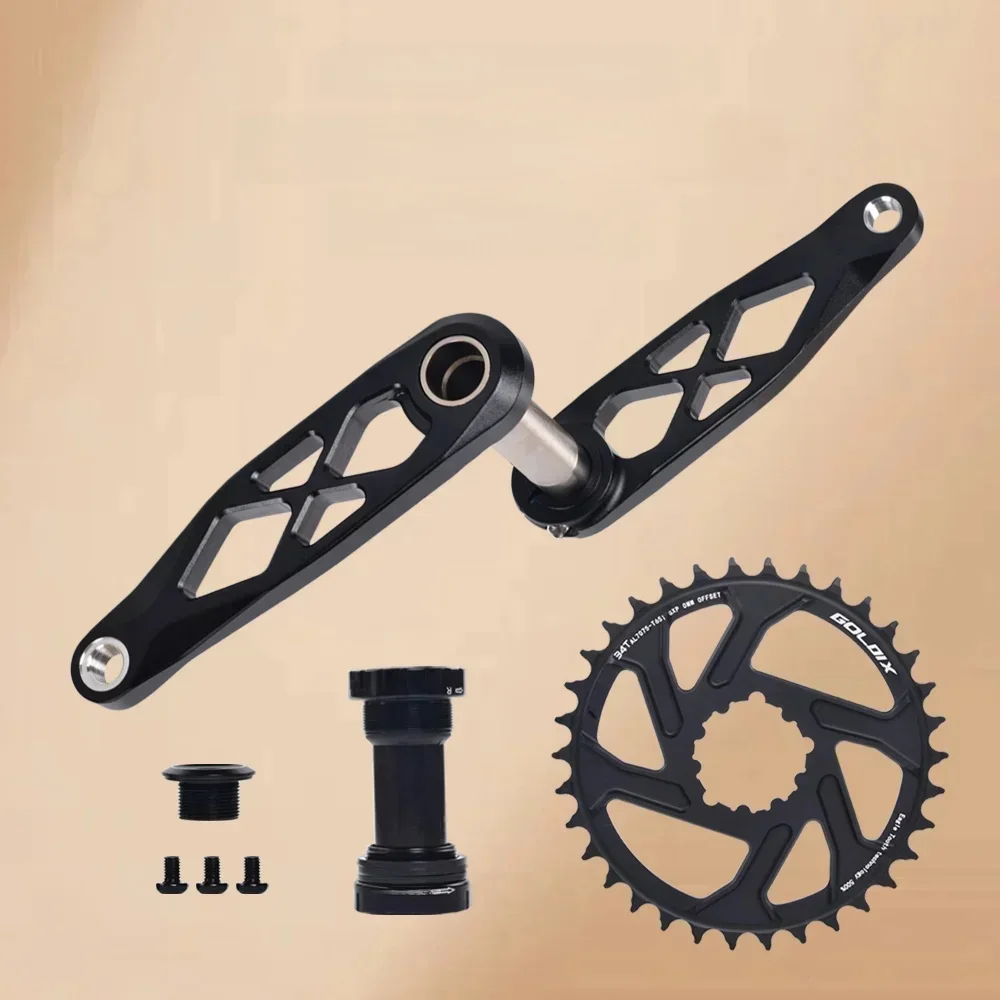 AliExpress GOLDIX Mountain Bicycle Crankset CNC Hollow 165/170/175mm Bicycle Crank 0mm Offset Wide Narrow Teeth Chainring 30/32/34/36/38T