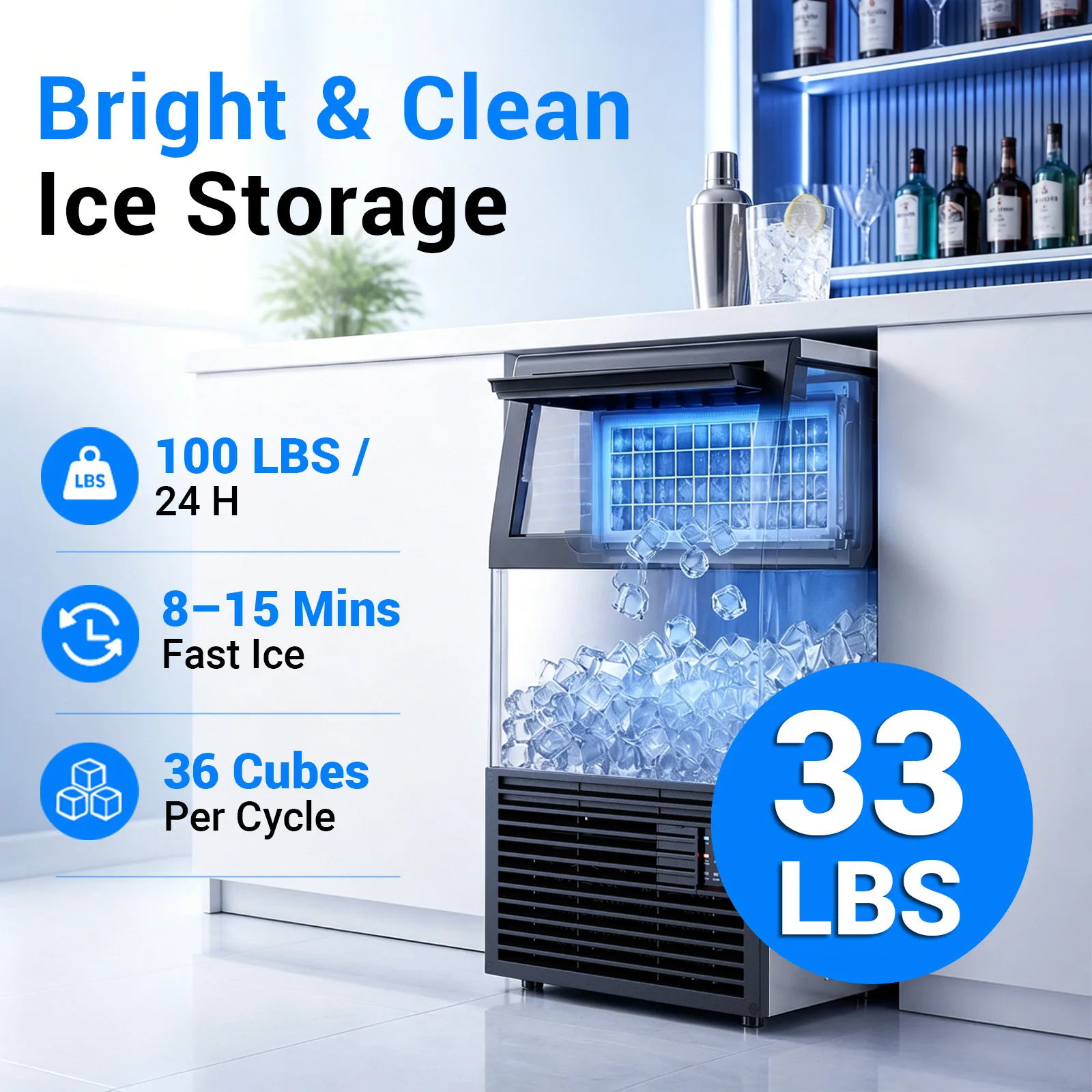 Commercial Ice Maker Machine,  - Commercial Ice Maker 100Kg recension och pris