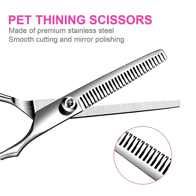 Pet Grooming Scissors Kit - Safe Stainless Steel Tools for Dogs and Cats - Perfect for Trimming, Shaping, and Styling Your Pet