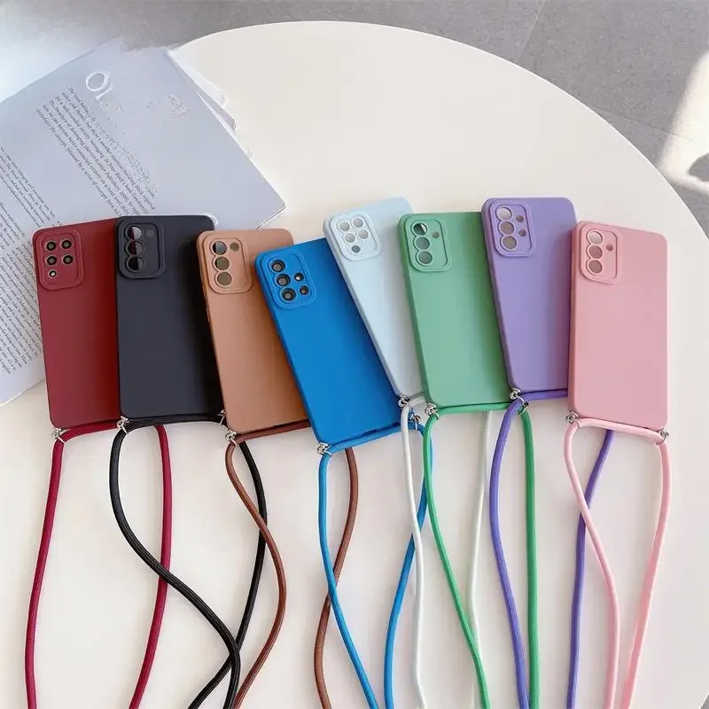 Cordão crossbody capa de silicone para samsung galaxy a12 a51 a71 a22 4g 5g a03s m53 m52 m23 m33 a31