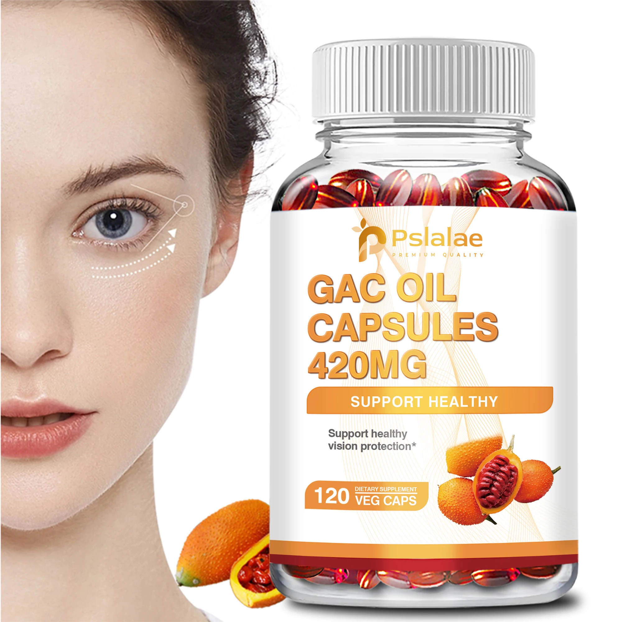 Gac Oil 420mg - Supports Healthy Vision, Cardiovascular Health, and Immune Enhancement - 120 Capsules