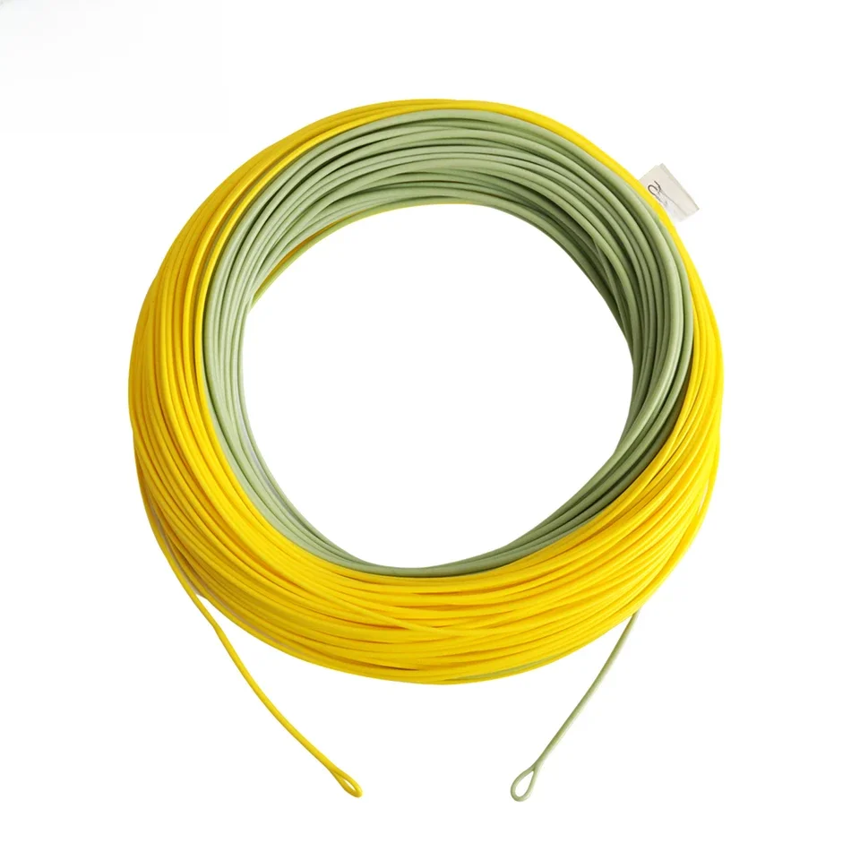 Maximumcatch 2-8WT Double Color Moss Green & Gold Weight Forward Floating Fly Fishing Line With Welded Loops 100FT Fly Line — zdjęcie 2