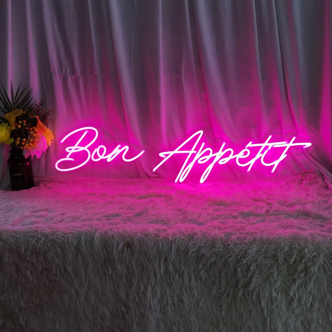 Imagem -04 - Personalizado Led Neon Sign Lamp Bon Appetit Wall Decor Sinalização Personalizada Restaurante Francês Festa