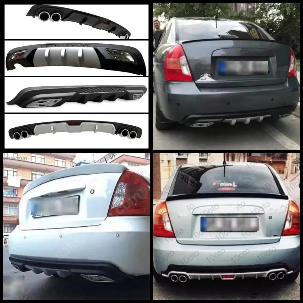 Car Rear Bumper Diffuser Black ABS Plastic Car Styling Spoiler Deflector Body Kit Splitter Lip For Hyundai Accent 05-11