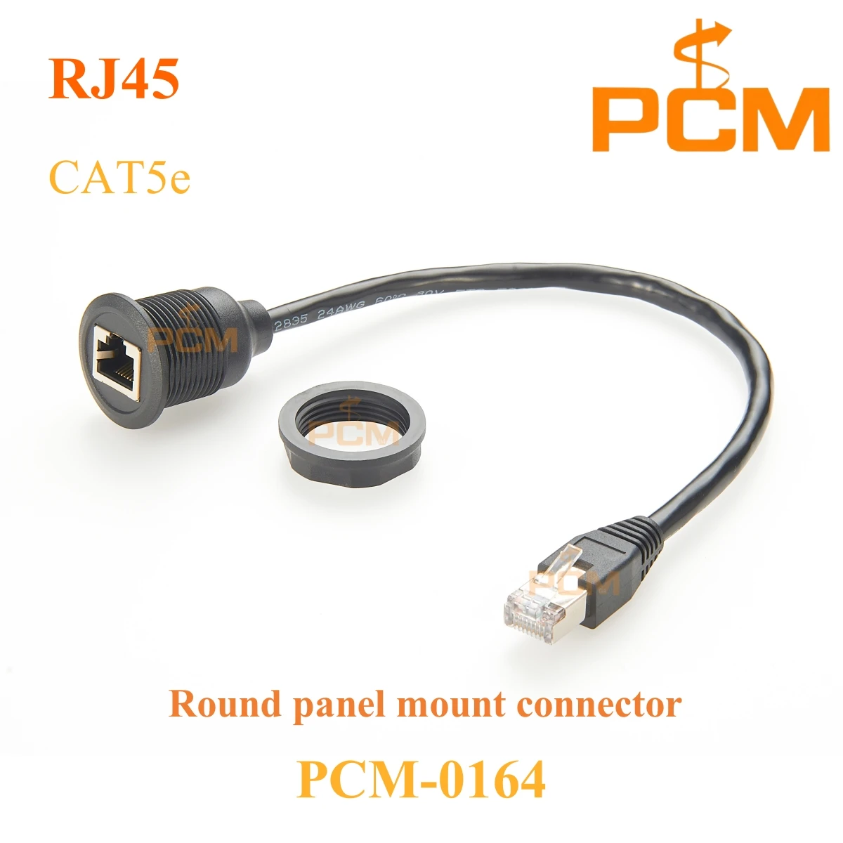 1Gbps CAT5e RJ45 Ethernet extension cable,RJ45 8P8C Round panel mount female to male cable,for car boat motorcycle dash mount