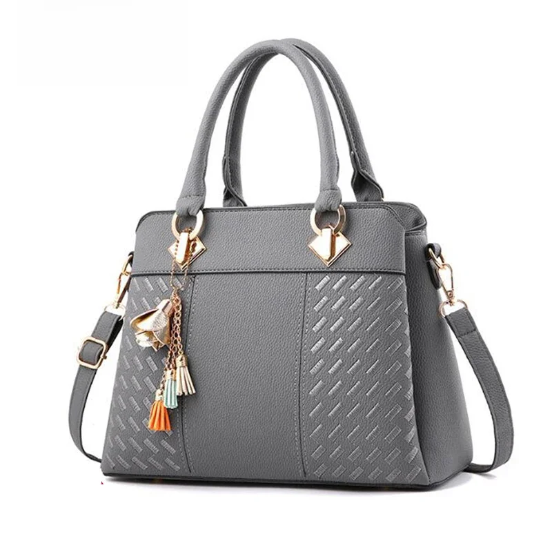 Modne torebki damskie Tassel PU skórzane torby na ramię górny uchwyt haftowana torba Crossbody torba na ramię Lady proste torebki w stylu — zdjęcie 2