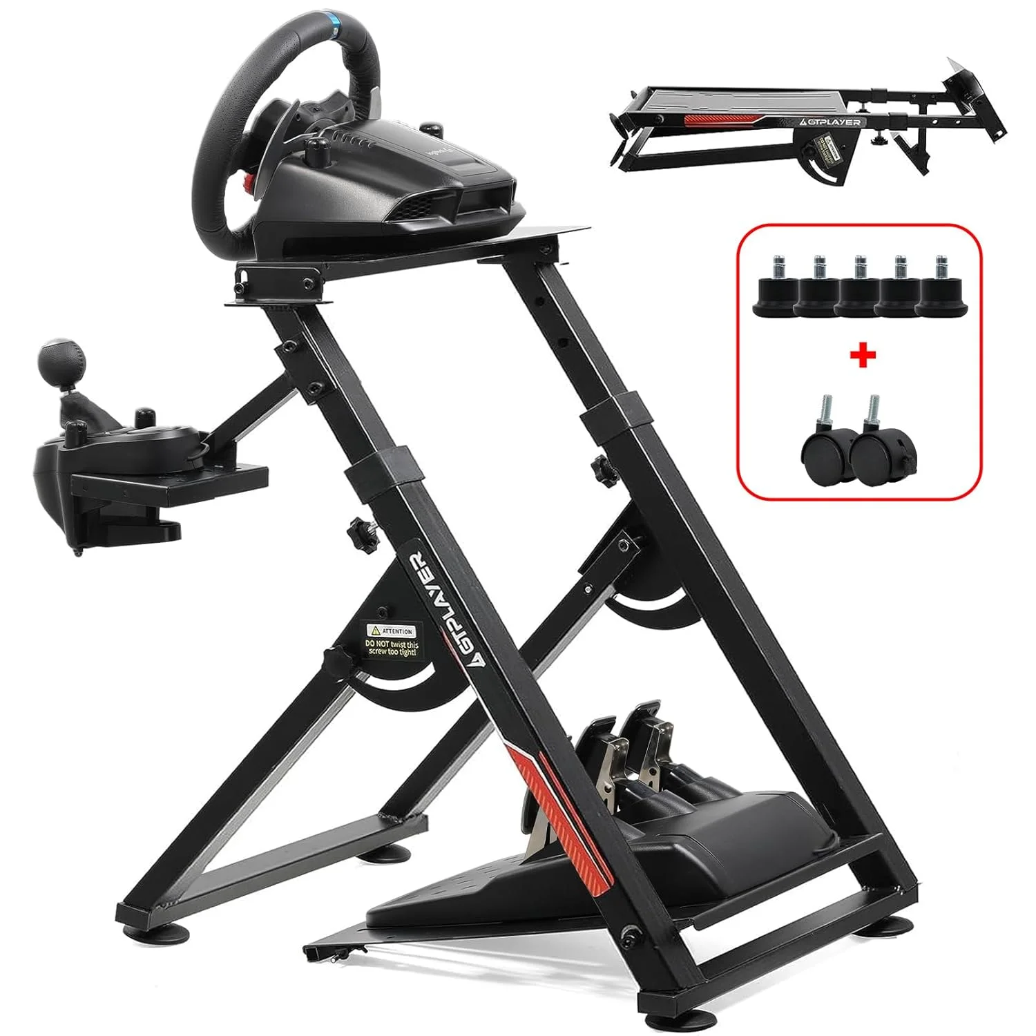 GTPLAYER Sim Racing Wheel Stand & Shifter Mount for Logitech & Thrustmaster Gaming Simulator (Wheel & Pedals NOT Included)