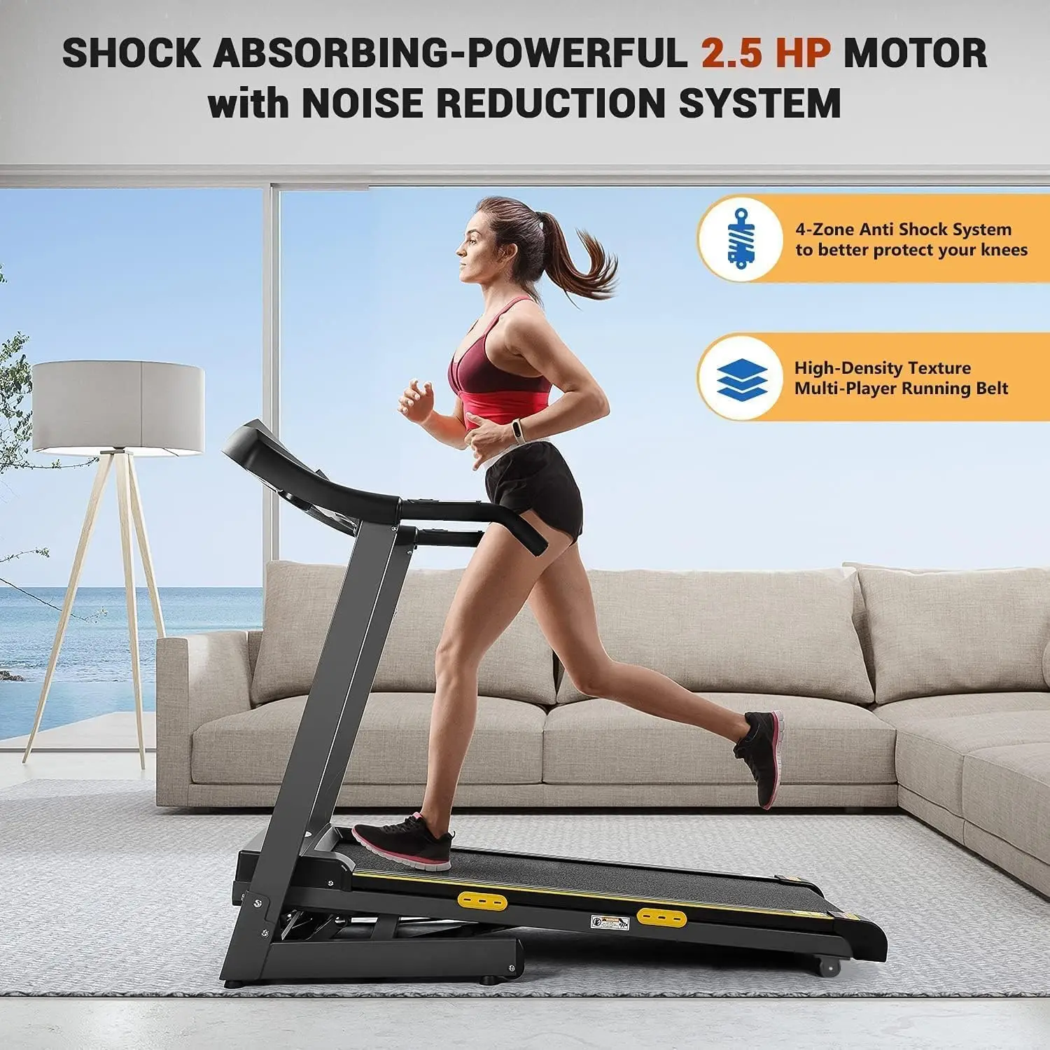 Treadmill with Auto Incline Folding Electric Running Machine 17'' Electric Treadmills 2.5HP/8.5MPH with 15 Training Programs