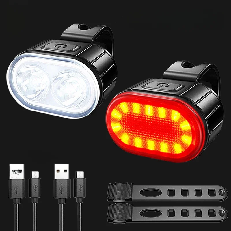 AliExpress Bike Lights LED Bicycle Lamp Rechargeable Front Rear Bike Flashlight Cycling Headlight Taillight MTB Road Bicycle Accessories