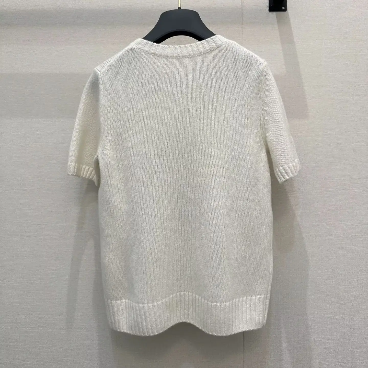 

Новый модный винтажный свитер с буквенным принтом, весна 2026, с короткими рукавами, приталенный, из чистого хлопка, вязаный, с круглым вырезом, для женщин