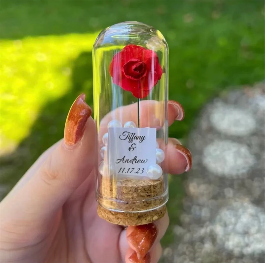 

Beauty and the Beast Mini Glass Wedding Favors for Guests, Wedding Favors, Custom Favors, Sweet 16, Enchanted Rose Dome Favors