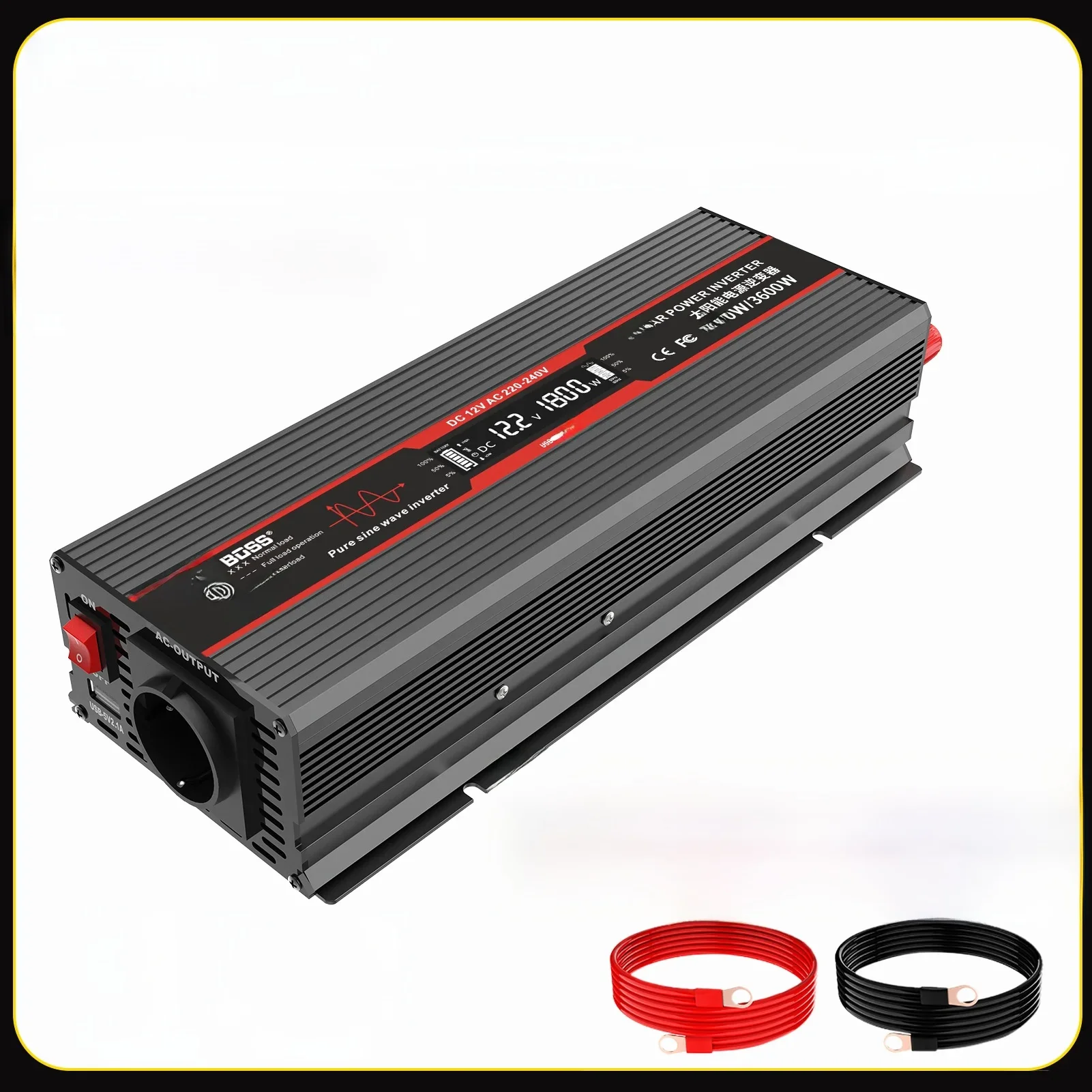 Datouboss 12v Omvormer 1000W 1500W 1800W voor 220v met EU Scoket USB Draagbare LCD Display 12v 230v converter 50Hz - afbeelding 2