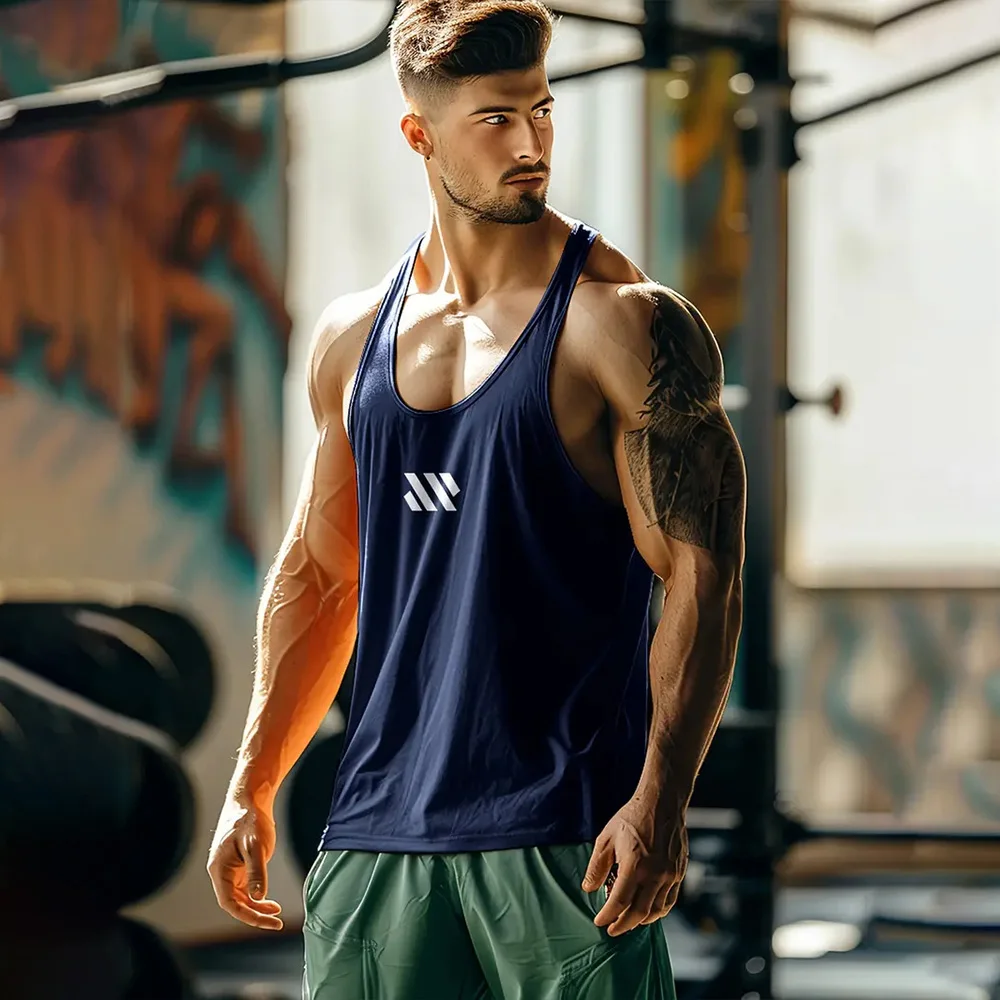 2024 Fashion Urban Street Crewneck Sleeveless Men\'s Vest Daily Leisure Sports Fitness Breathable Comfortable Sleeveless Vest