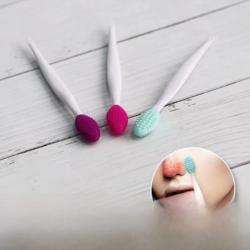 Soins de la peau exfoliant pour les lèvres nettoyage du visage gommage du visage brosse de nettoyage du nez points noirs enlever Silicone outil de soins de la peau Double face