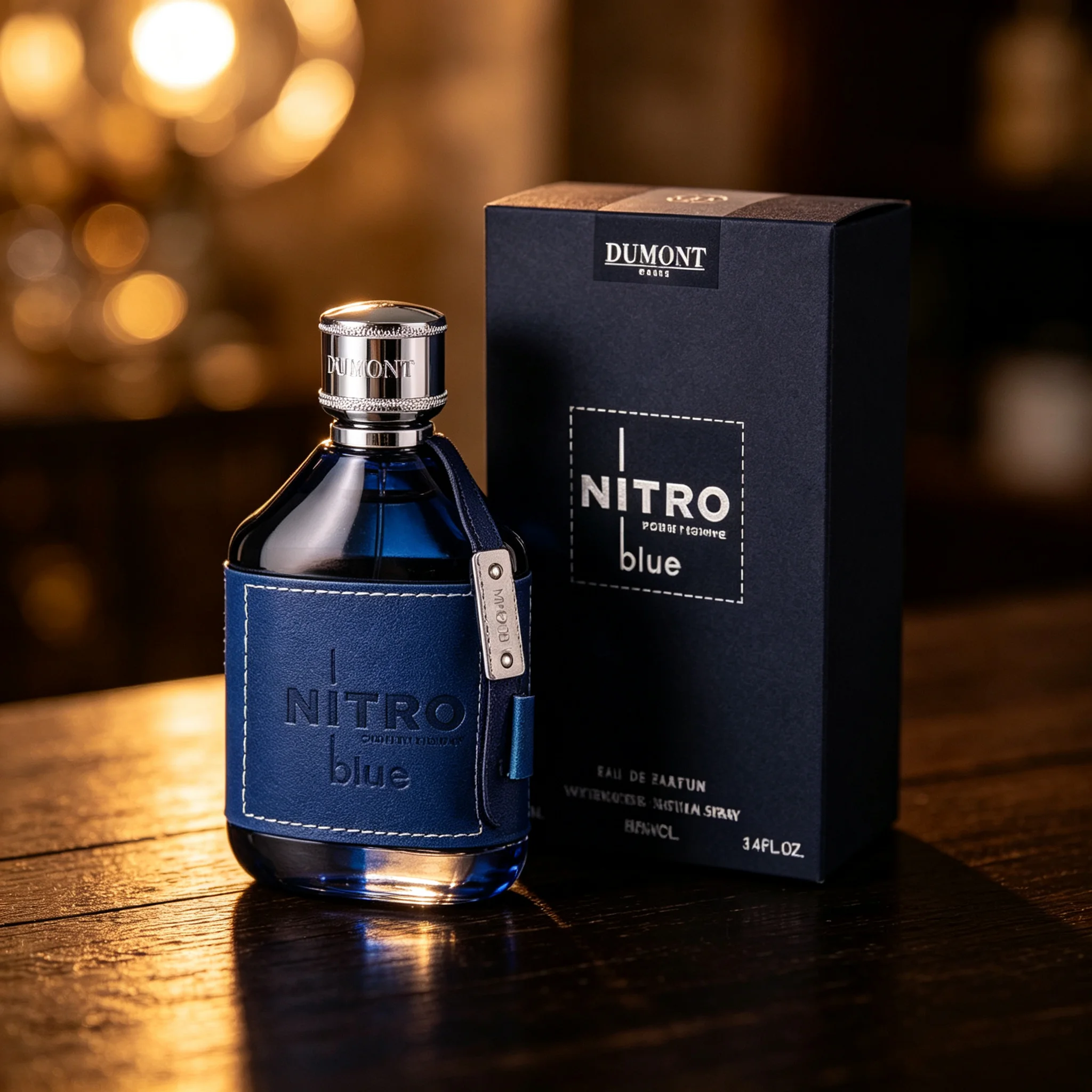 Dumont Nitro Blue 3.4 Fl Oz Eau De Parfum for Men – Fresh Aquatic Floral Woody Fragrance – Luxurious Long Lasting Scent