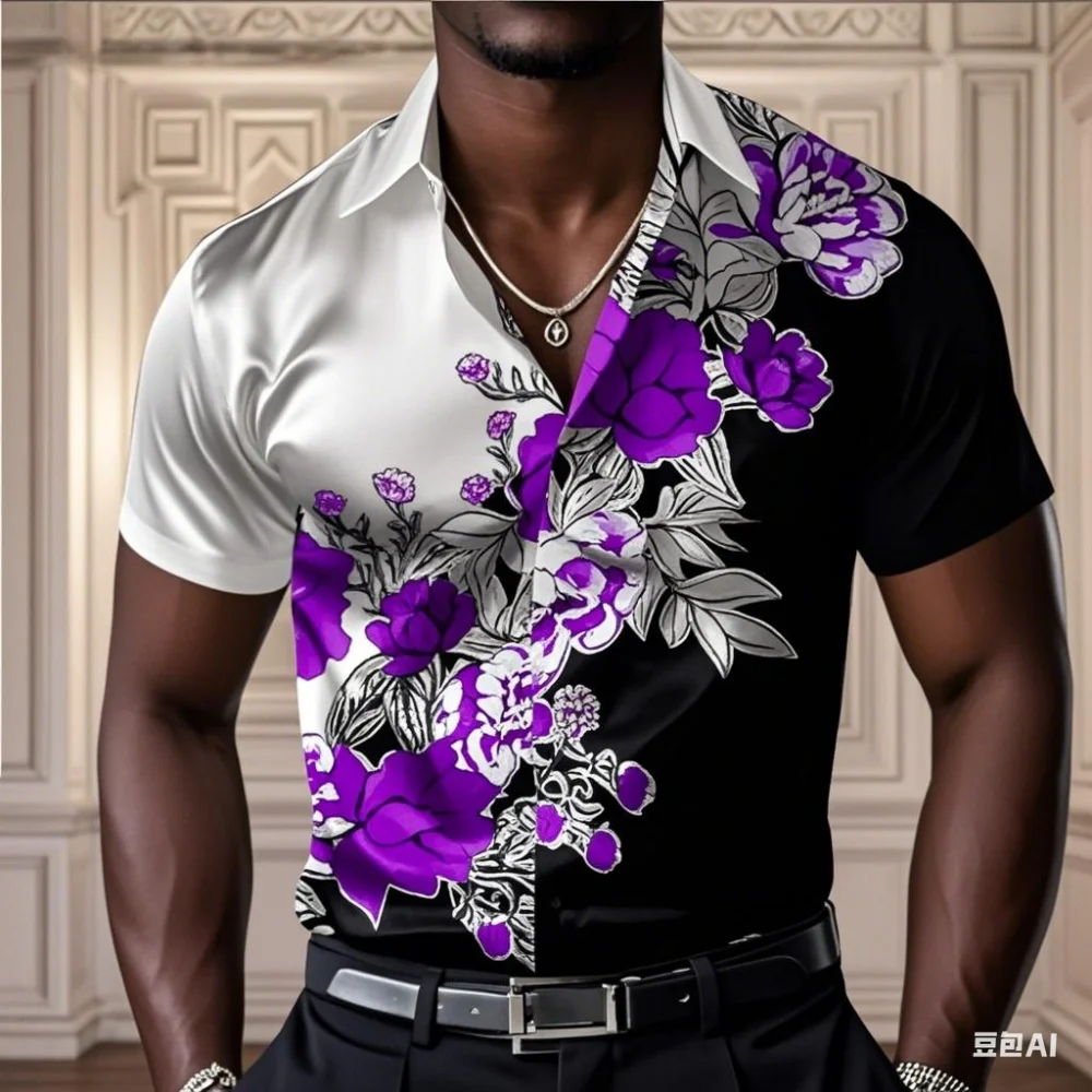 Men's shirt floral casual comfortable button long sleeved shirt party gift four season collar high-quality shirt