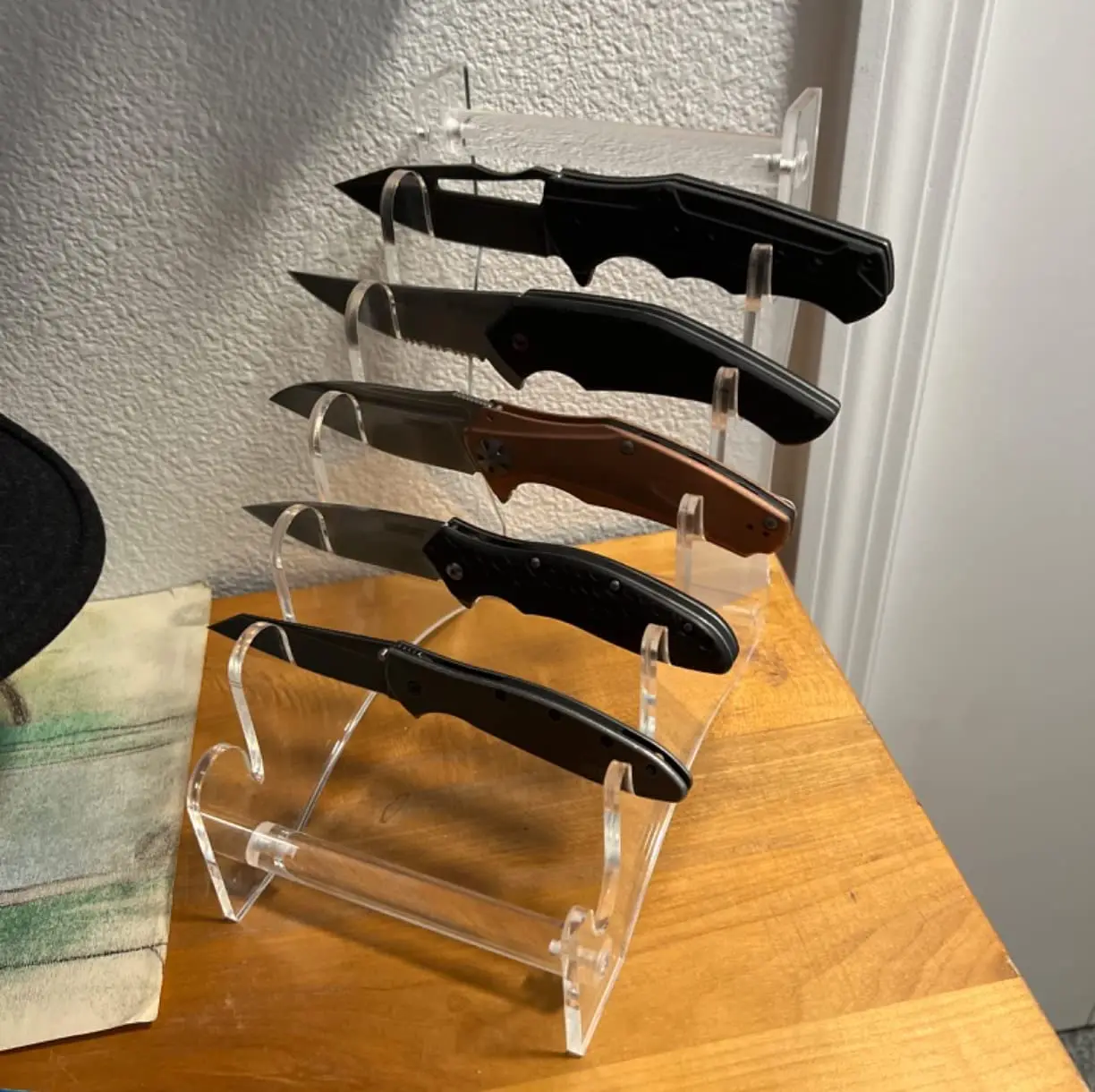 Transparent Knife Display Stand, Acrylic Cutlery Block, Non-folding Knife Holder, Counter-top, Storage Knife Rack, 2D Clear