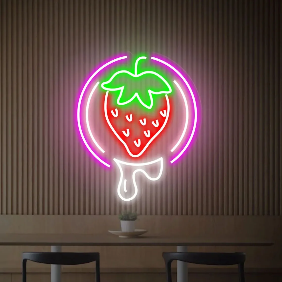 Strawberry Neon Sign USB Dimmable Neon Fruit Neon Sign Restaurant Bar Club Home Wall Decor Gift for Strawberry Lover