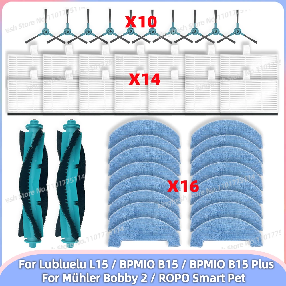 Fit For ( Lubluelu L15 / BPMIO B15 / BPMIO B15 Plus / Muhler Bobby 2 / ROPO Smart Pet ) Parts Main Side Brush Filter Mop Cloth